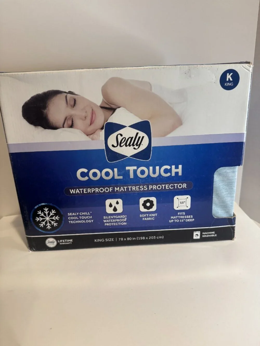 Sealy Cool Touch King Fitted Waterproof Mattress Protector Brand NEW